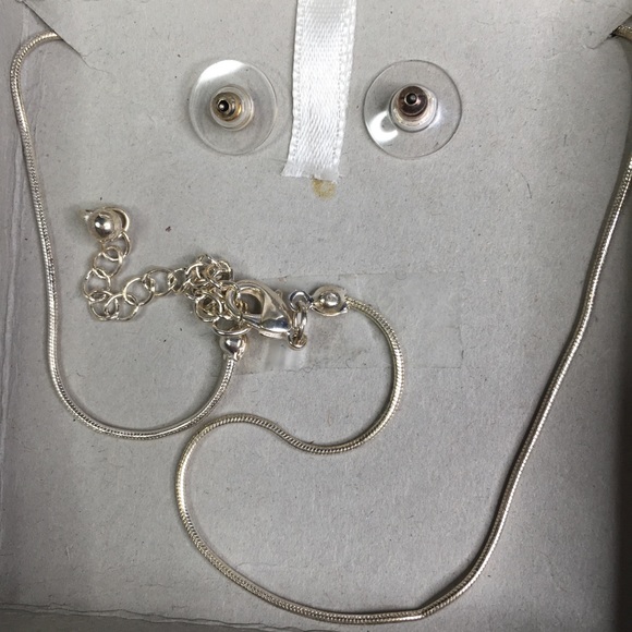 Silver Blue Lapis Necklace Pierced Earring Boxed - Picture 3 of 3